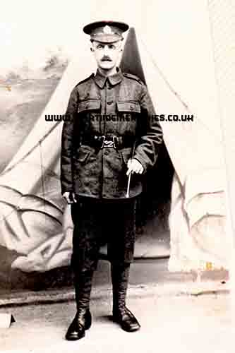 <p>War time photo of Sidney Millson, shortly before he was killed at Cambrai, France, Nov 27, 1917